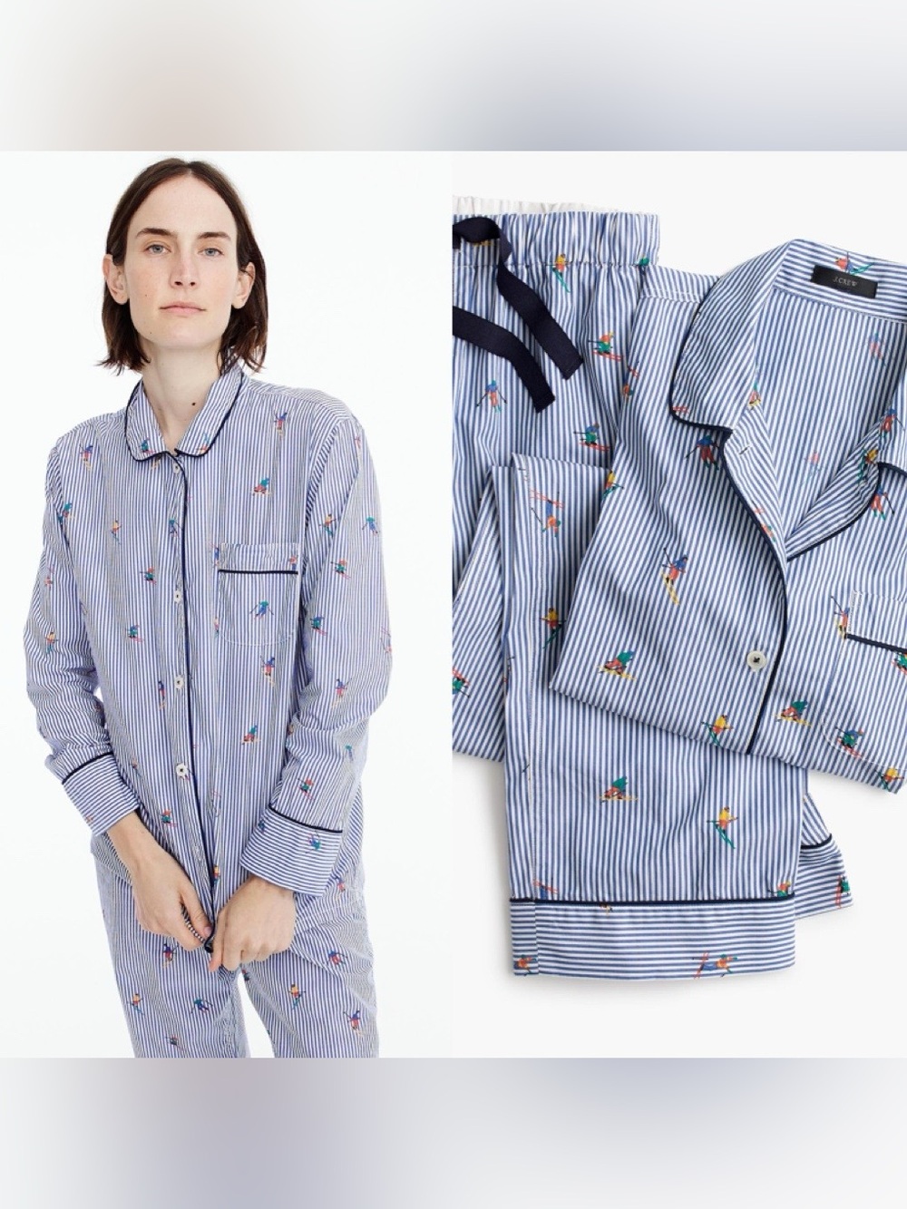 J Crew Skiers Print Long Sleeve Matching Pants Pajama PJ Set Sz S Women’s Cotton